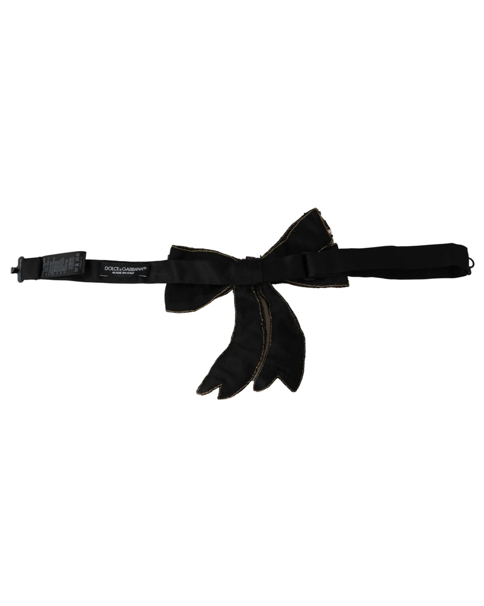 Dolce &amp; Gabbana Gold-Tone Silk Rhinestone Bow Tie One Size Women