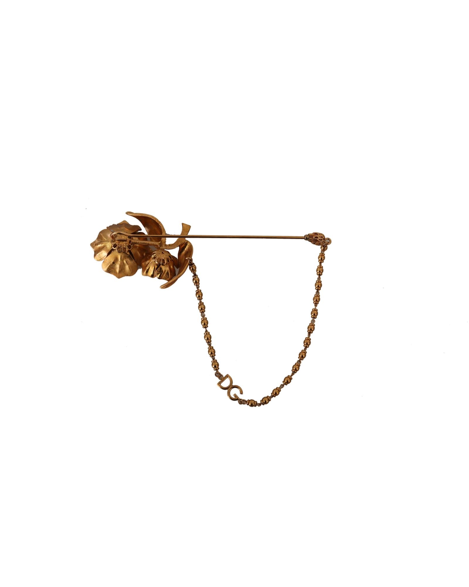 Dolce &amp; Gabbana Gold Tone Brass Brooch Pin One Size Women