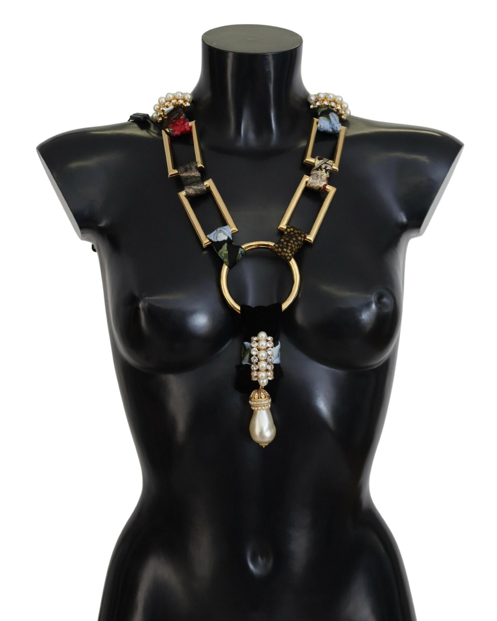 Gorgeous Dolce &amp; Gabbana Gold Brass Pearl Statement Necklace One Size Women
