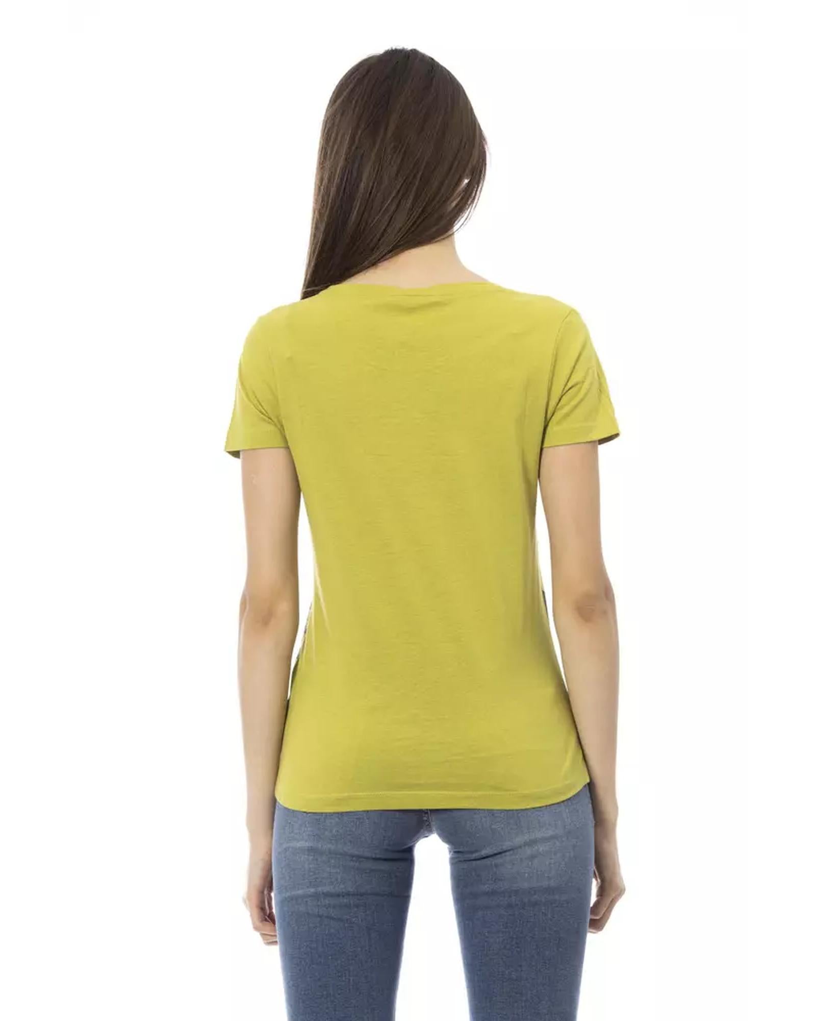 Short Sleeve T-shirt with Round Neck and Front Print 2XL Women