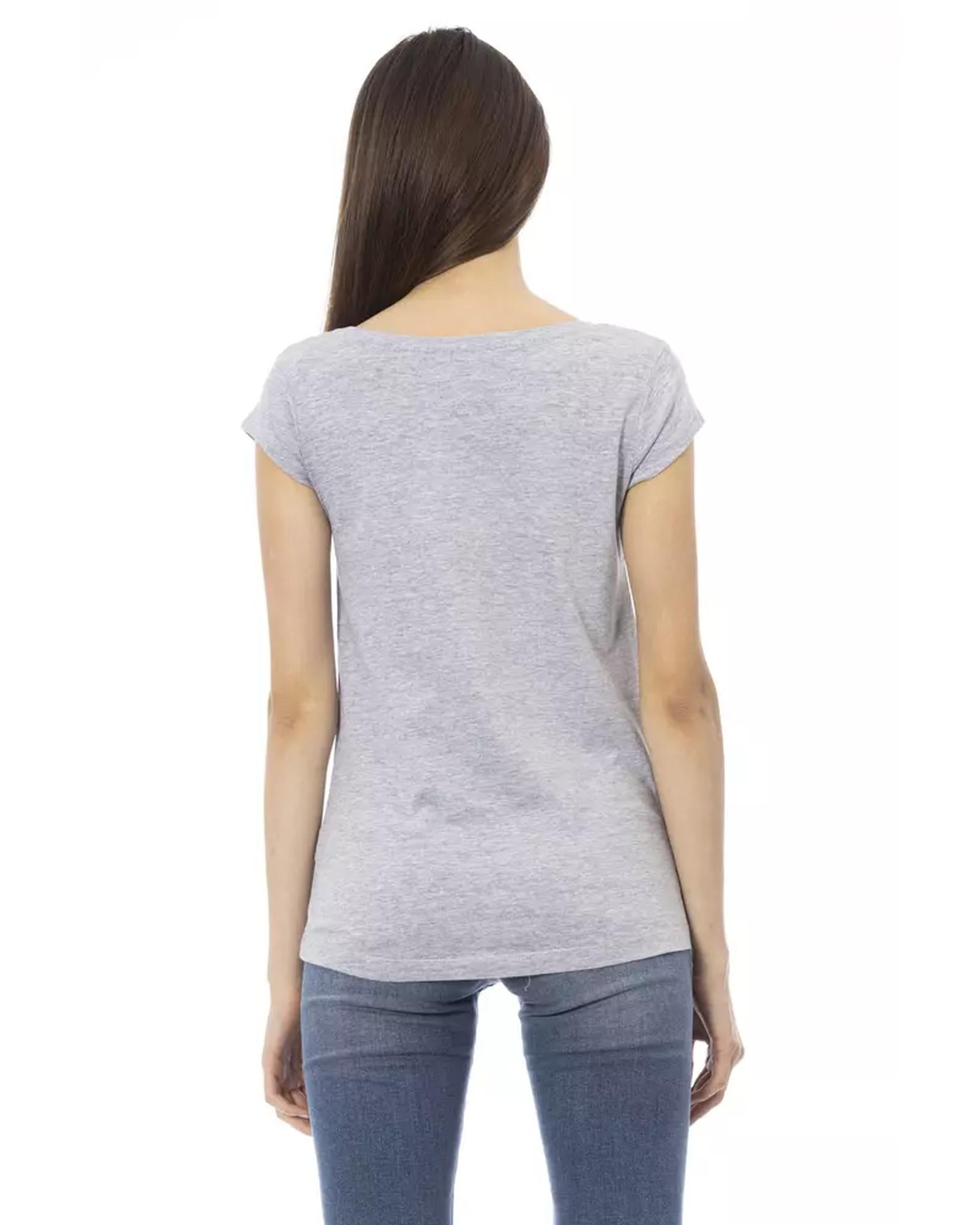 Short Sleeve T-shirt with Round Neck and Front Print XL Women