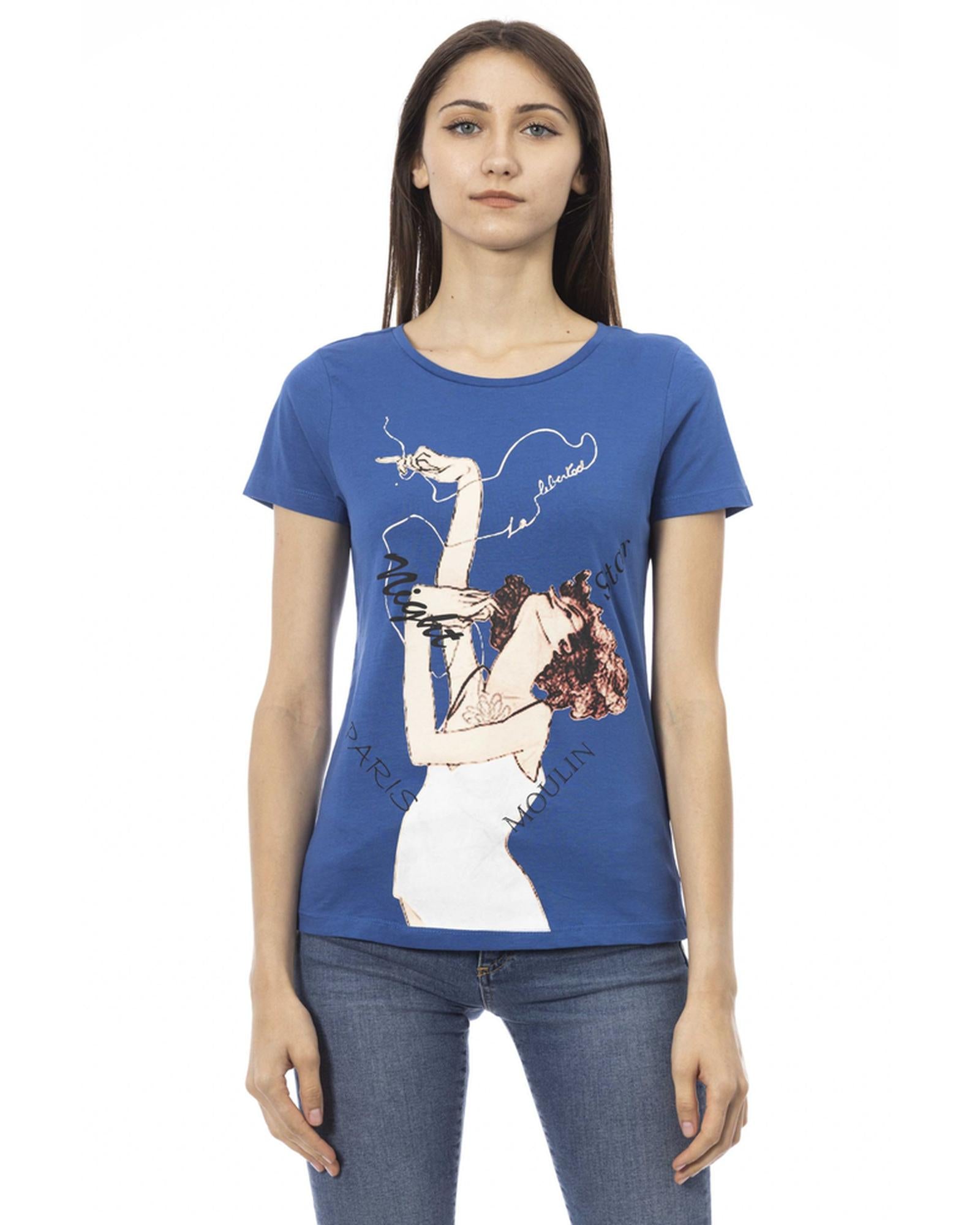 Short Sleeve T-shirt with Round Neck and Front Print XS Women