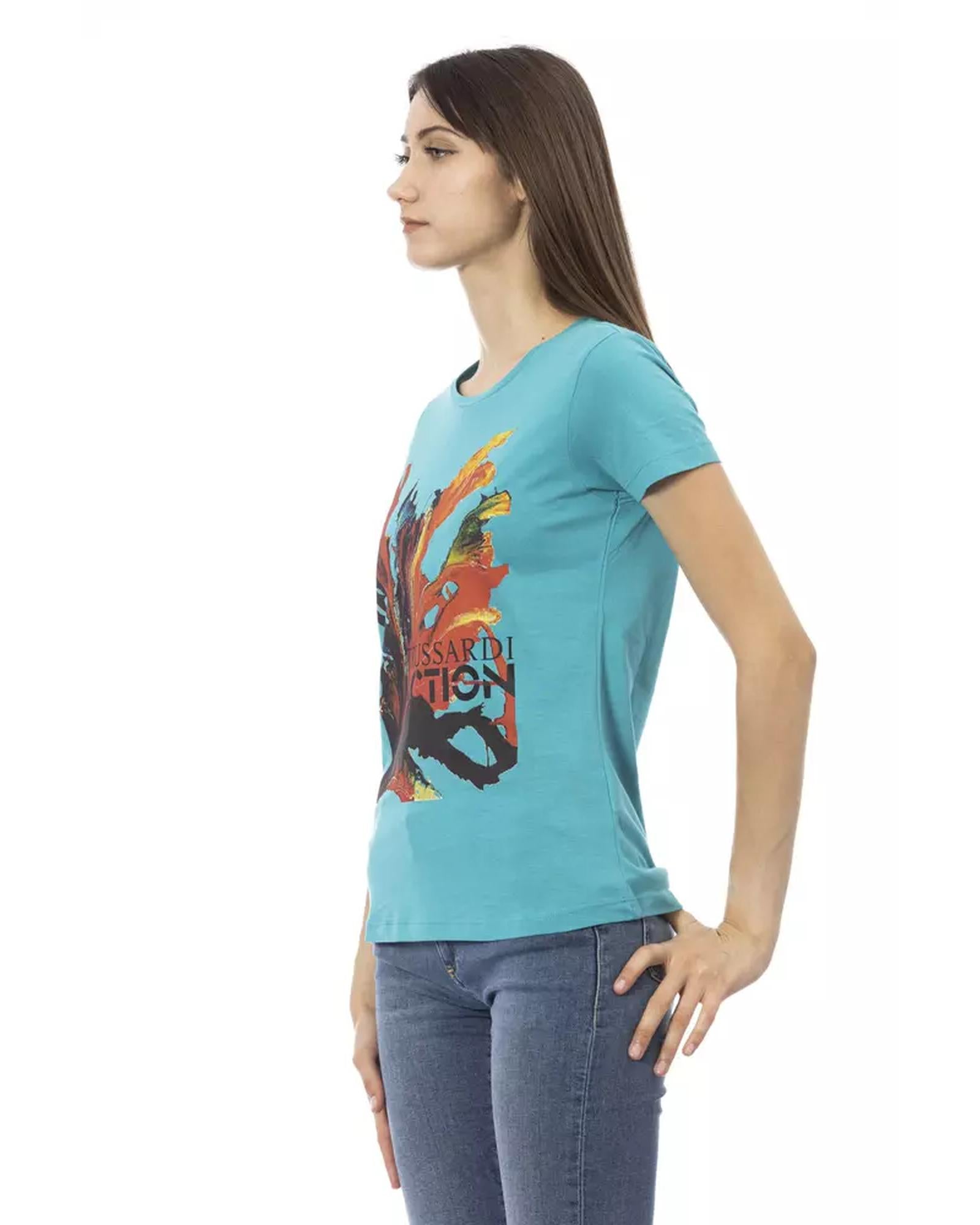 Short Sleeve T-shirt with Round Neck and Front Print XL Women