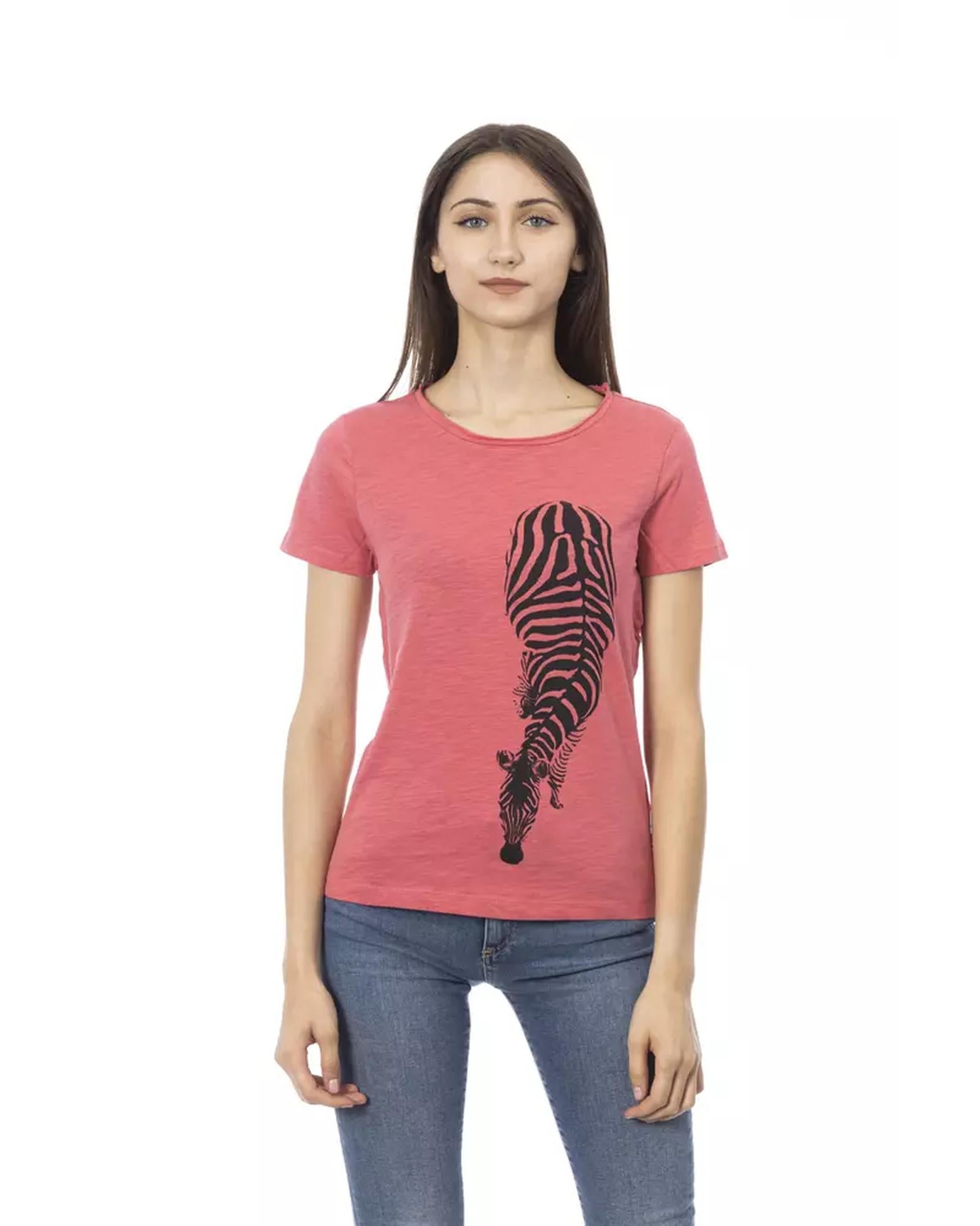Short Sleeve T-shirt with Round Neck and Front Print M Women