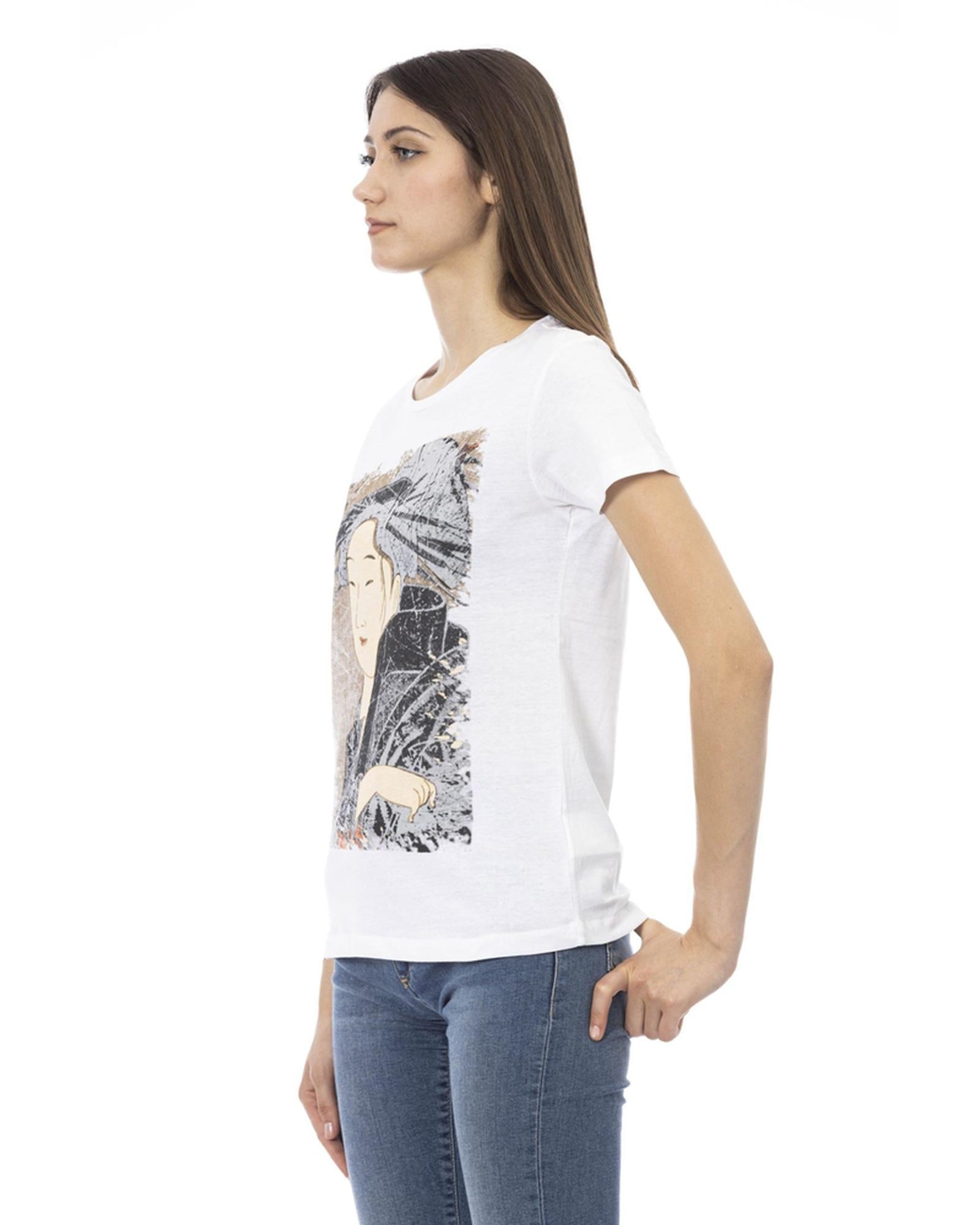 Short Sleeve T-shirt with Round Neck - Front Print XS Women