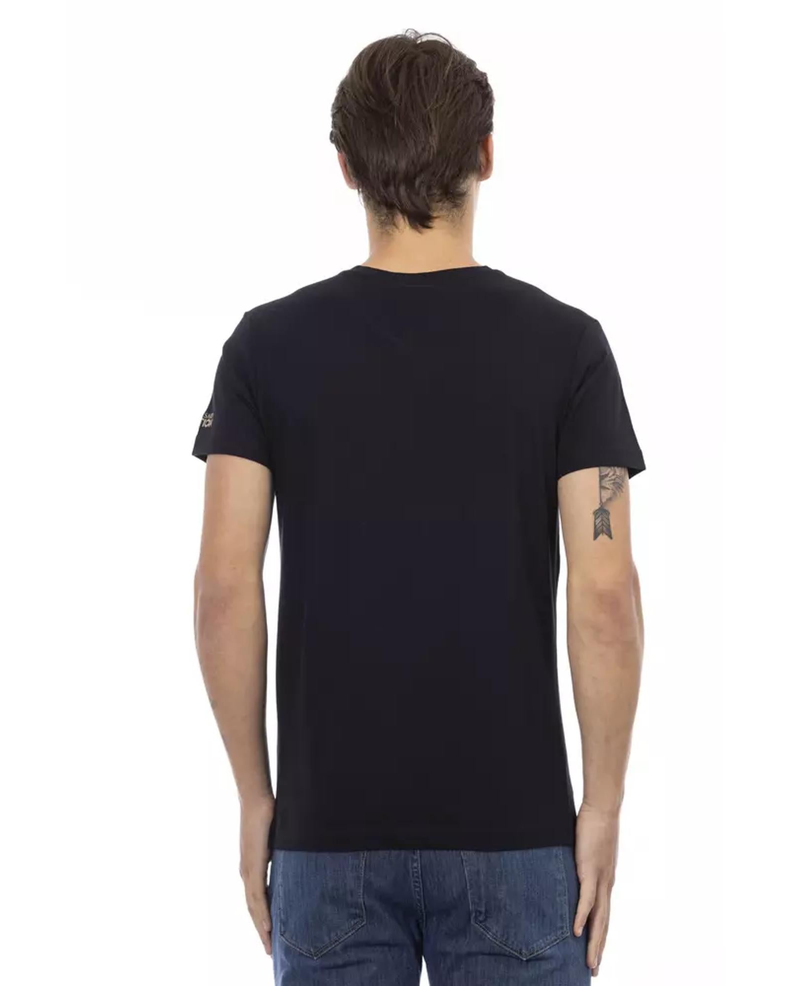 Short Sleeve V-Neck T-Shirt with Front Print S Men