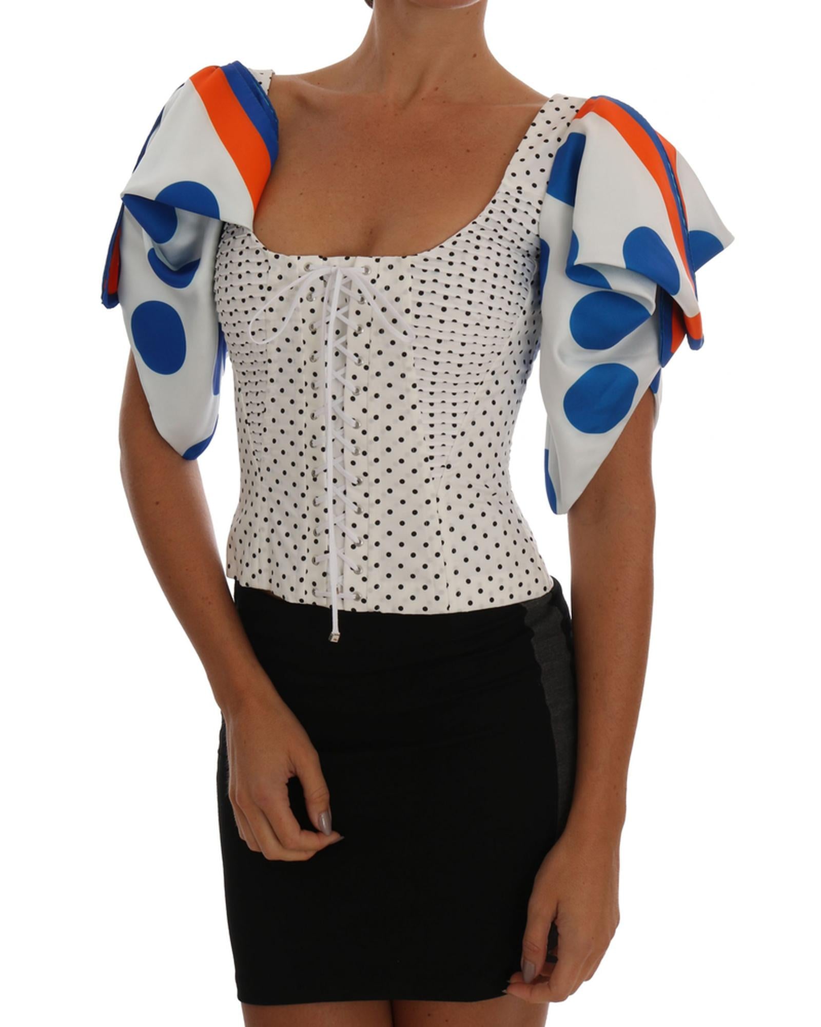 Dolce &amp; Gabbana Polka Dot Bustier Blouse 40 IT Women