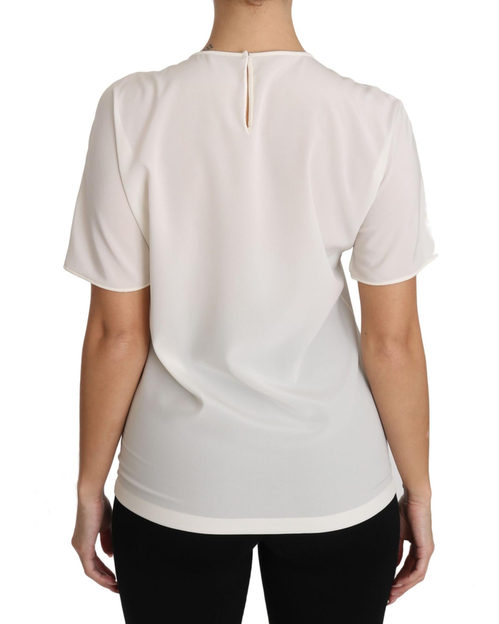 DOLCE &amp; GABBANA Figure Family Silk T-Shirt 36 IT Women