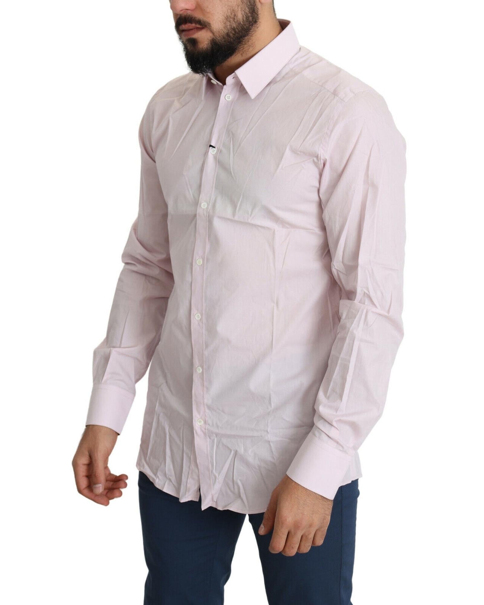 100% Authentic Dolce &amp; Gabbana Light Pink Dress Shirt 41 IT Men
