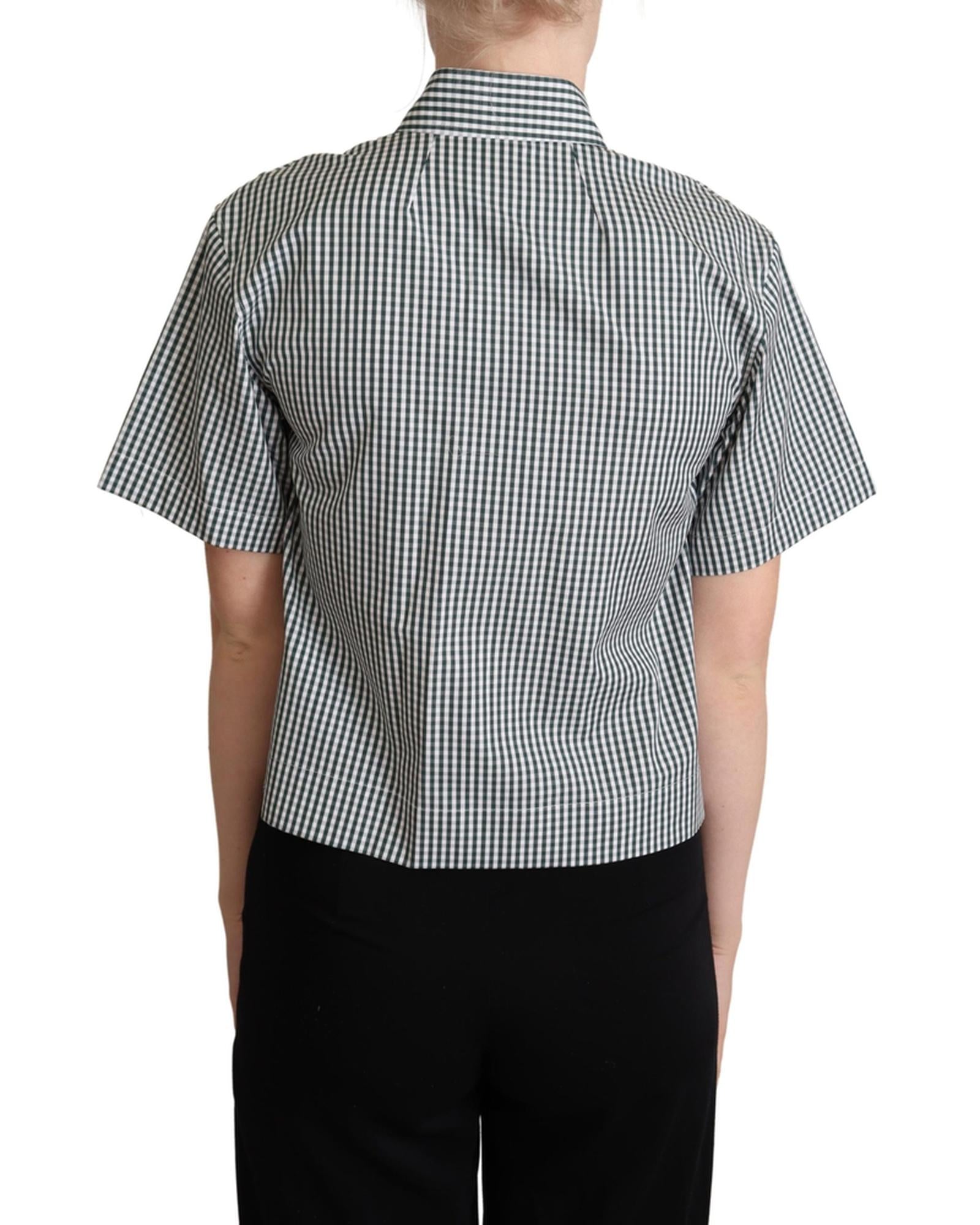 Checkered Design Collared Polo with Short Sleeves 44 IT Women