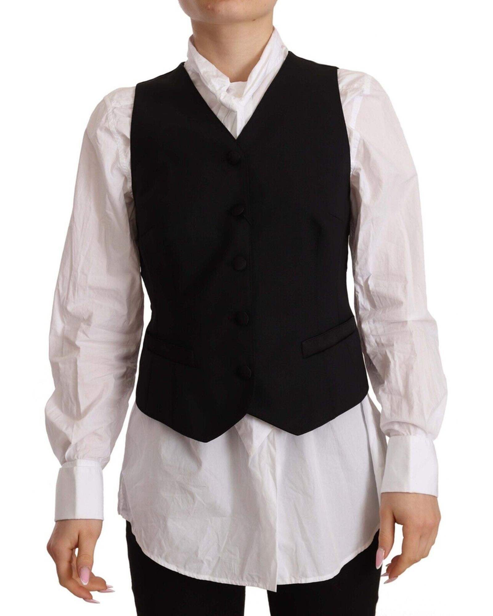 Black Vest Top with Button Fastening by Dolce &amp; Gabbana 38 IT Women