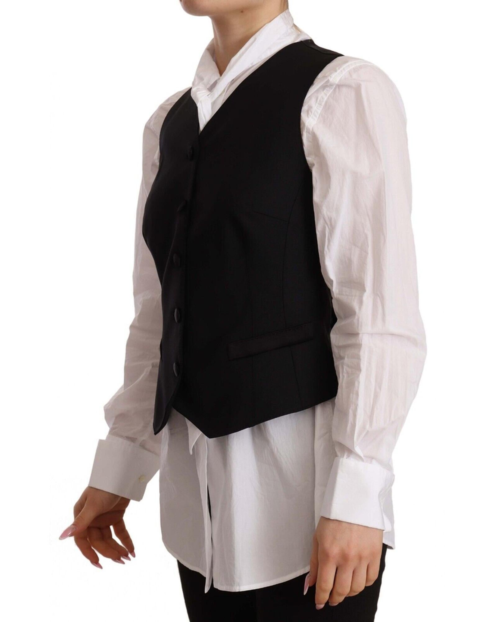 Black Vest Top with Button Fastening by Dolce &amp; Gabbana 40 IT Women