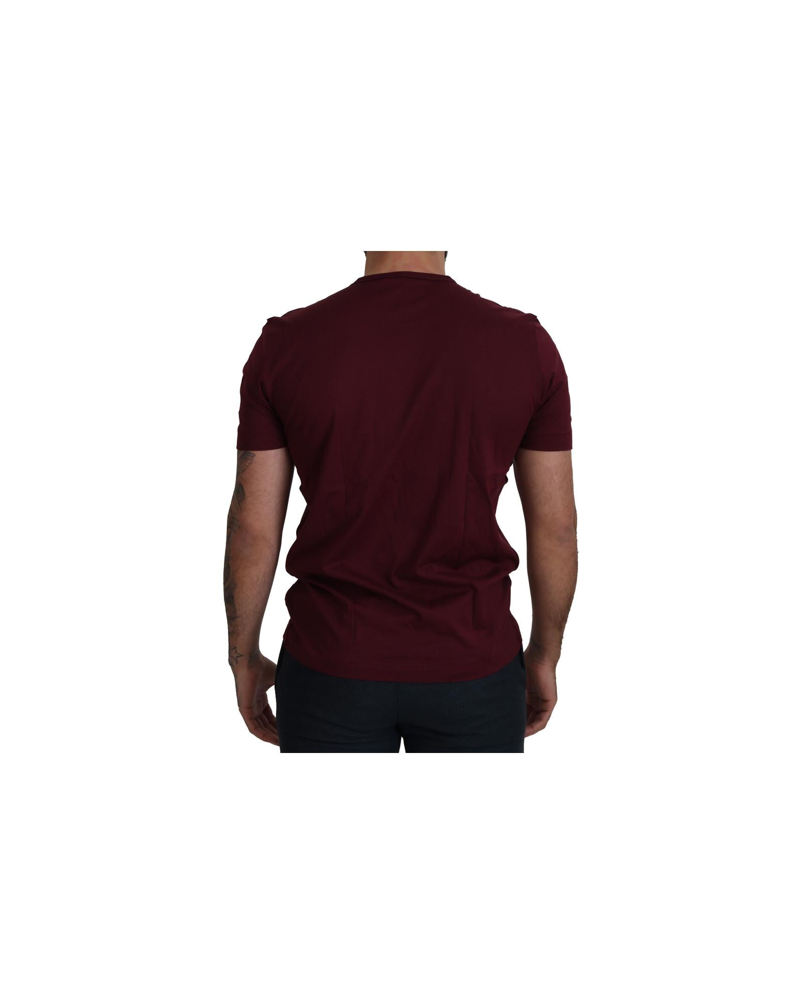 Gorgeous Dolce &amp; Gabbana T-shirt with Bordeaux Roses Motif Print 50 IT Men
