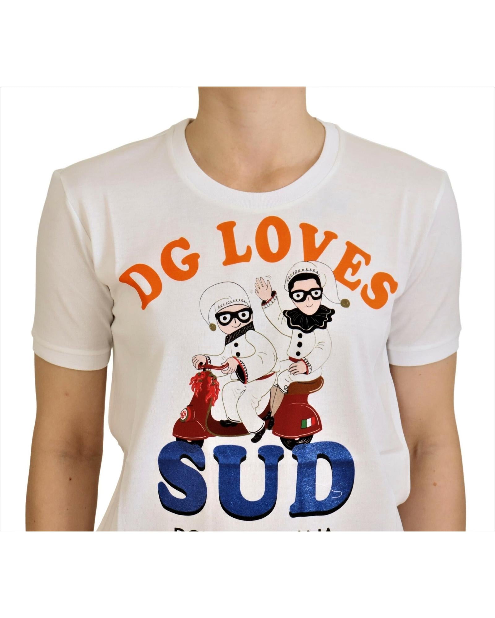 Dolce &amp; Gabbana Crew Neck T-shirt with DG LOVES SUD Motive 42 IT Women