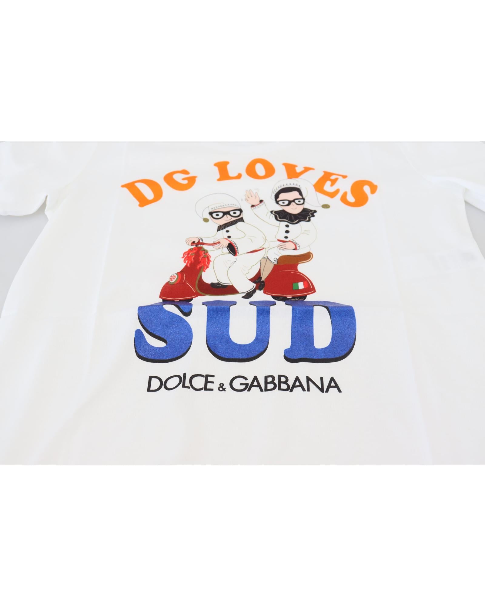 Dolce &amp; Gabbana Crew Neck T-shirt with DG LOVES SUD Motive 42 IT Women