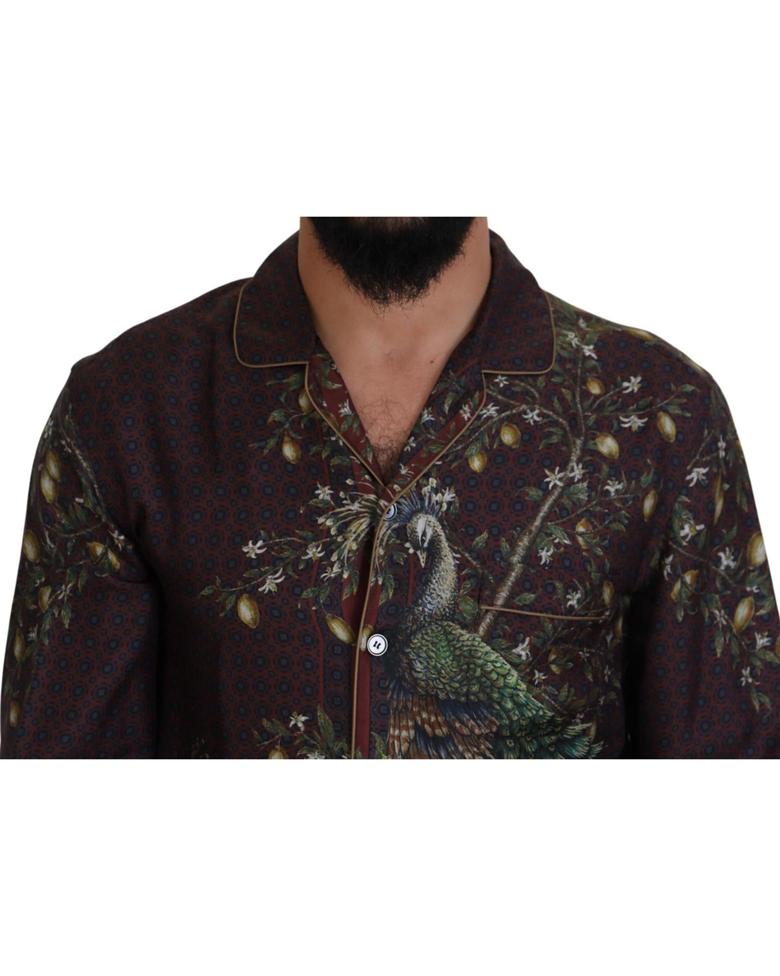 Stunning Dolce &amp; Gabbana Silk Shirt with Ostrich Print S Men