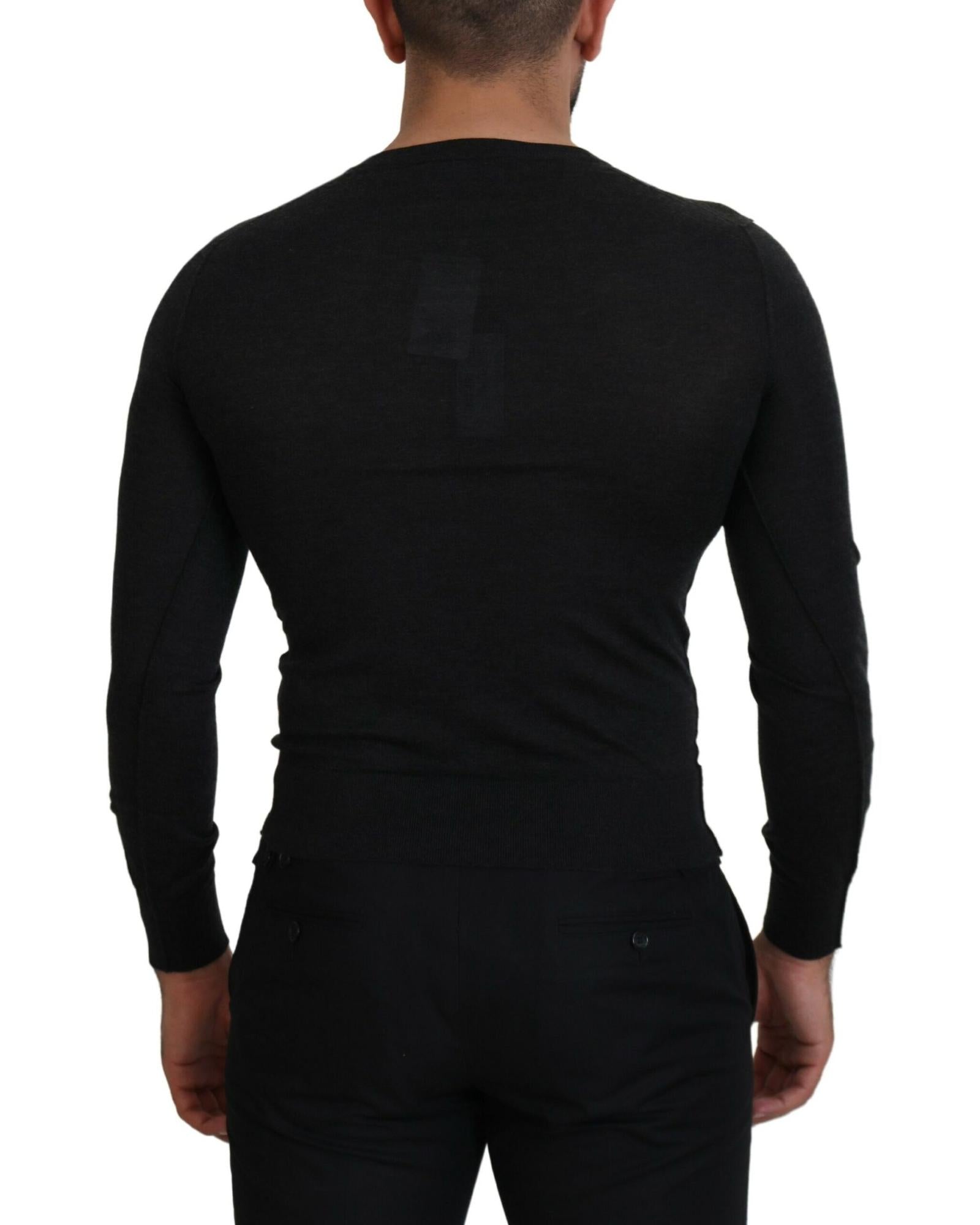 Stunning Dolce &amp; Gabbana V-Neck Sweater with Heart Embroidery 44 IT Men