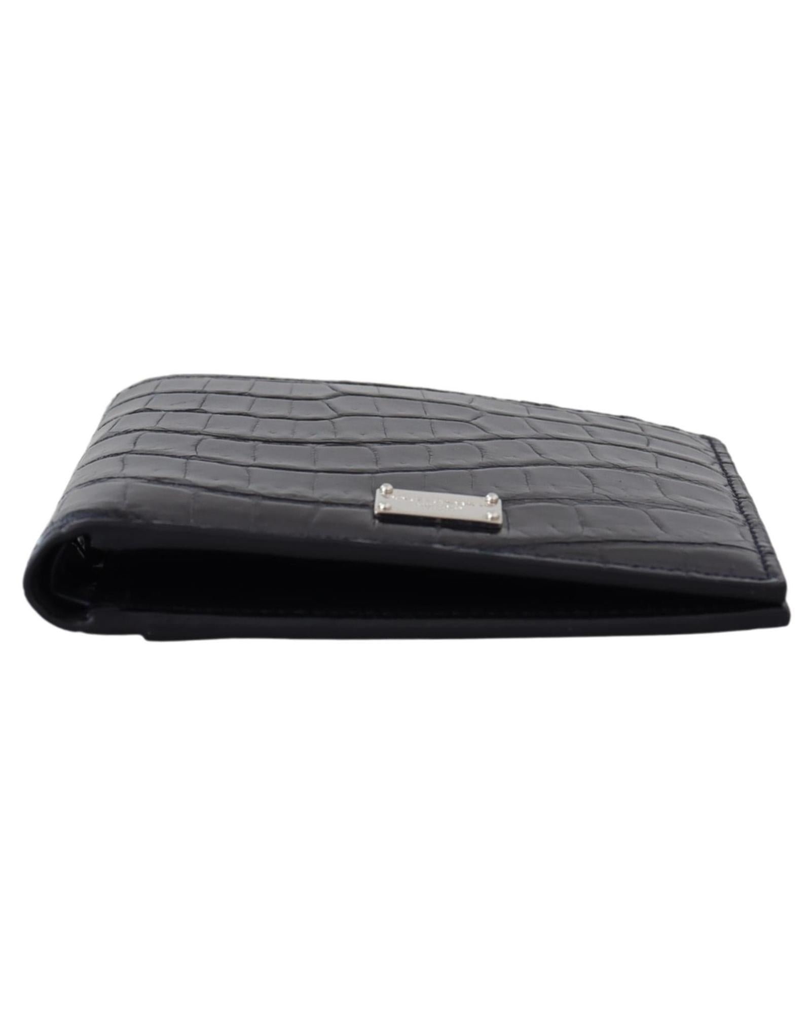 Dolce &amp; Gabbana Crocodile Leather Bifold Wallet One Size Men