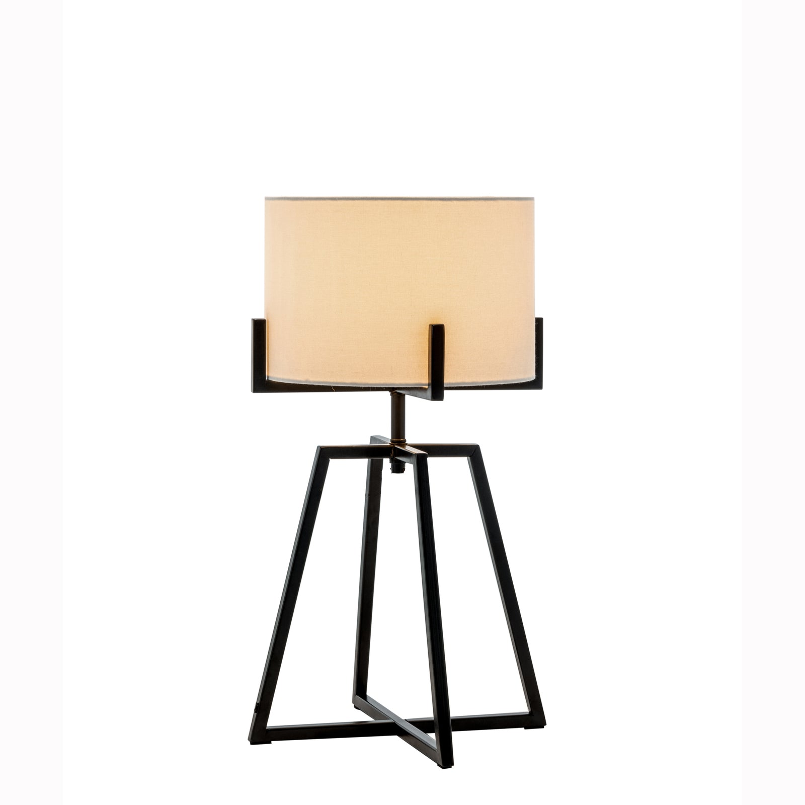 Modern Scandi Metal Dimmable Table Desk Lamp w/ Linen Shade - Matte Black