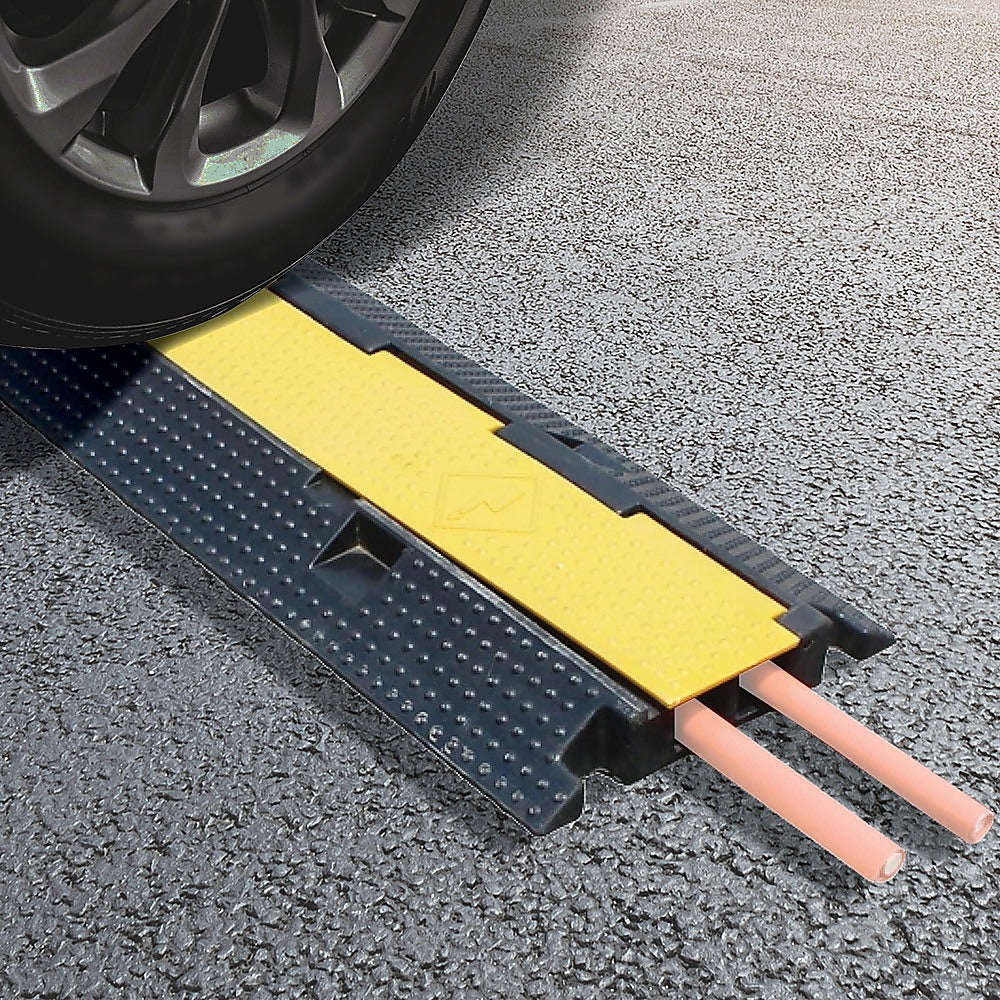 3pcs 2-Cable Rubber Electrical Wire Cover Heavy Duty Protector Dual Channel