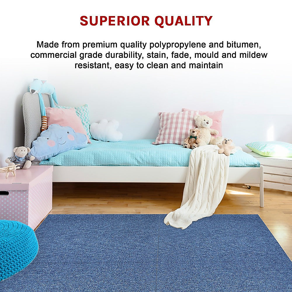 5m 2 Box of Premium Carpet Tiles Commercial Domestic Office Heavy Use Flooring Blue