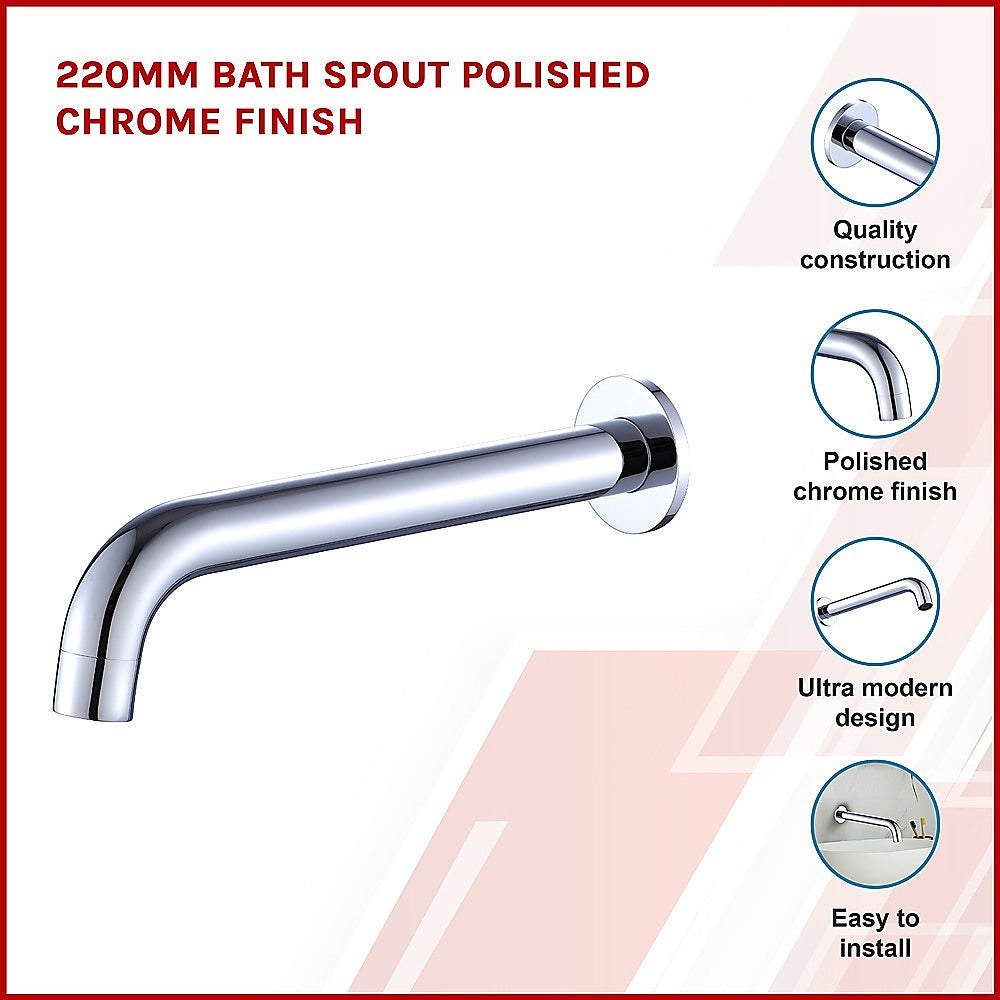 220mm Bath Spout in Polished Chrome Finish