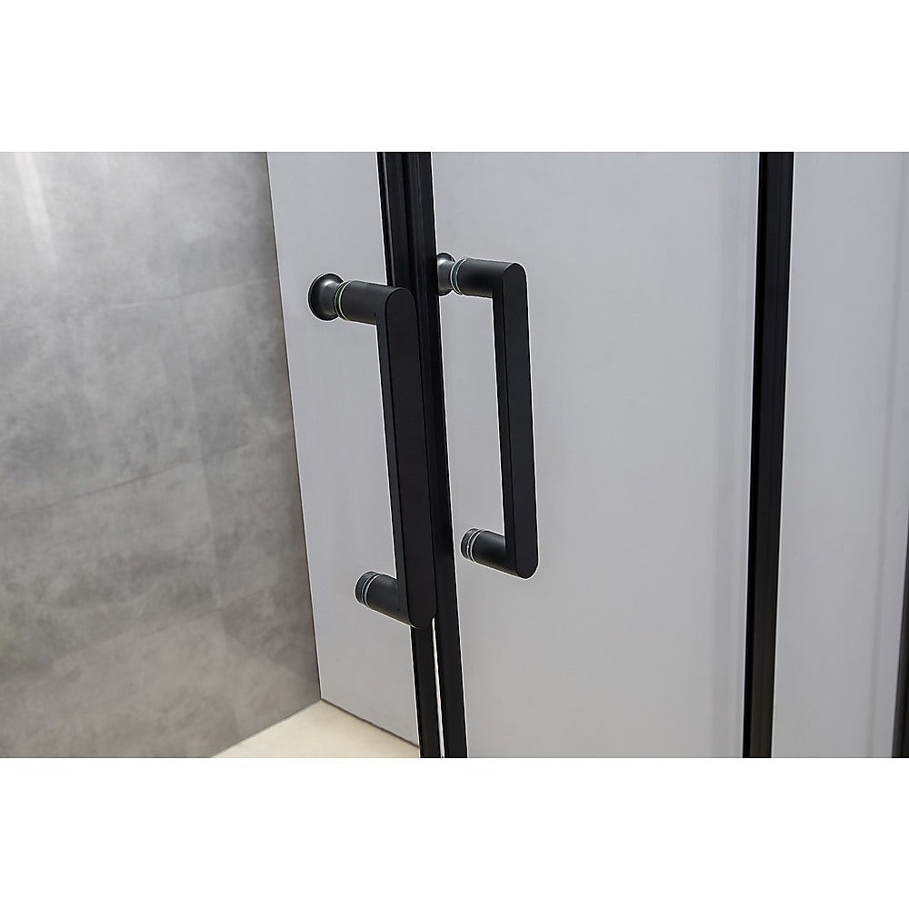 1400-1600mm  Sliding Door Safety Glass Shower Screen Black By Della Francesca