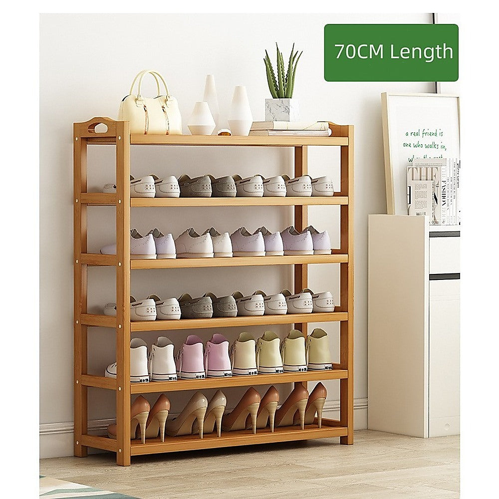 6 Layers Natural Wood Bamboo Shelf Entryway Storage Shoe Rack Home Furniture