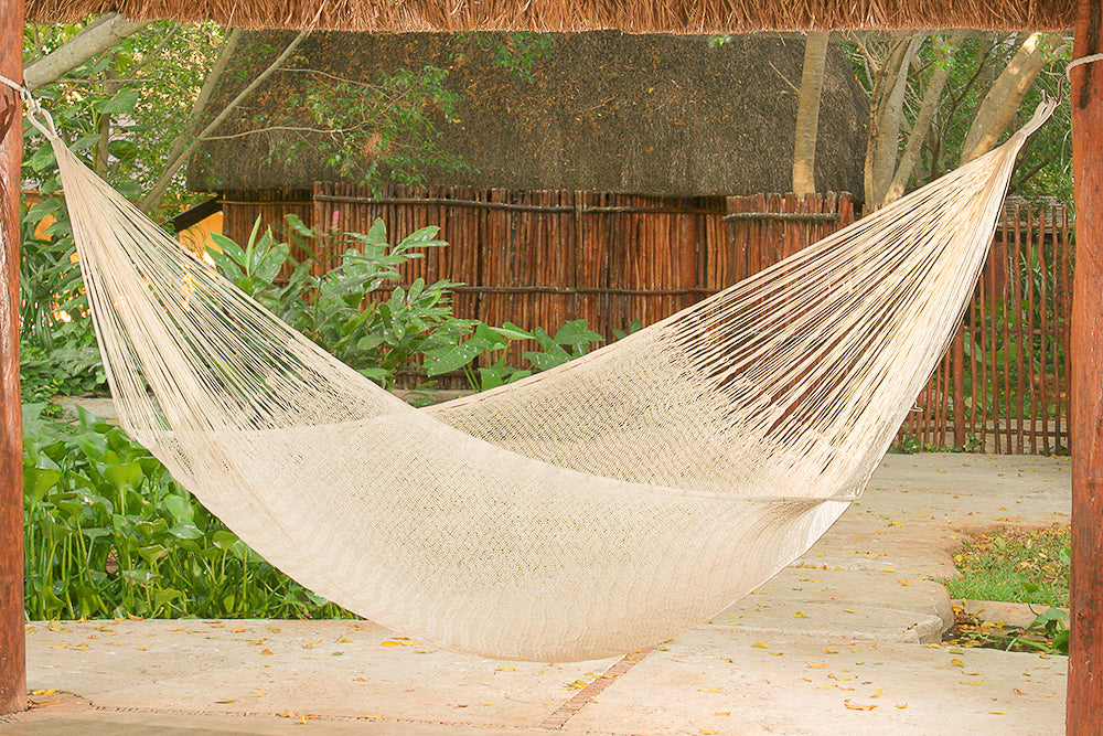 Mayan Legacy Single Size Cotton Mexican Hammock in Cream Colour