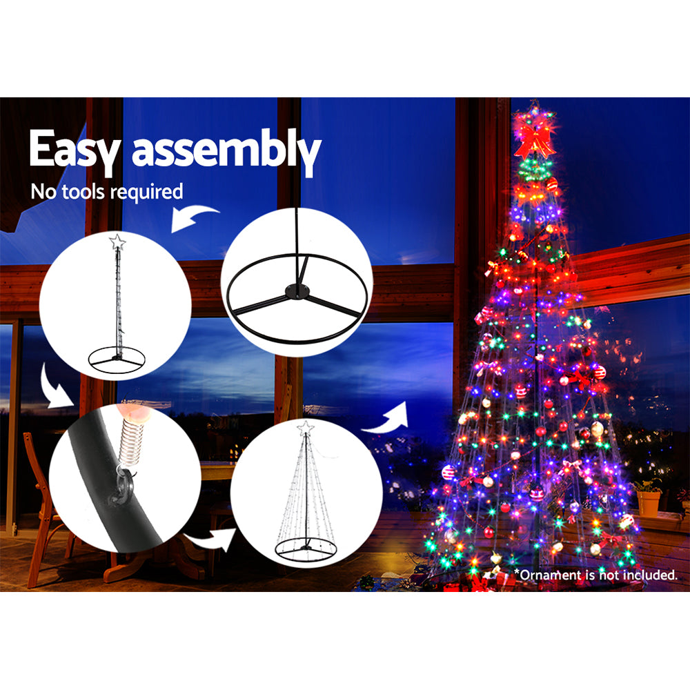 Jingle Jollys Solar Christmas Tree 2.1M 264 LED Xmas Tree Decor Multi Colour