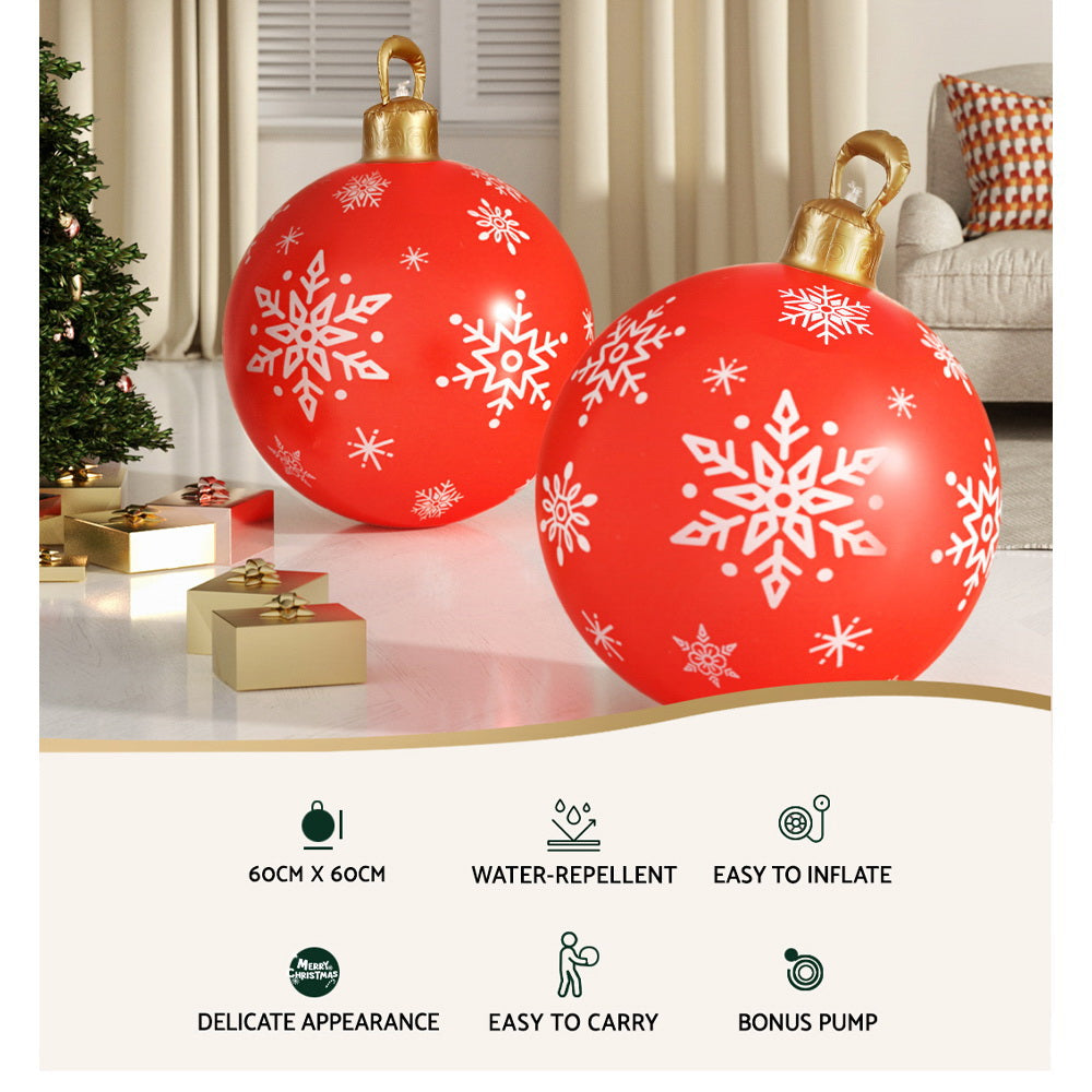 Jingle Jollys Christmas Inflatable Ball 60cm Decoration Giant Bauble Red