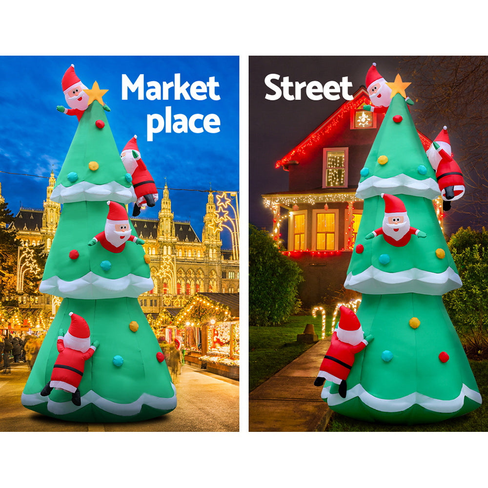 Jingle Jollys Christmas Inflatable Santa Tree 5M Outdoor Xmas Decorations Lights