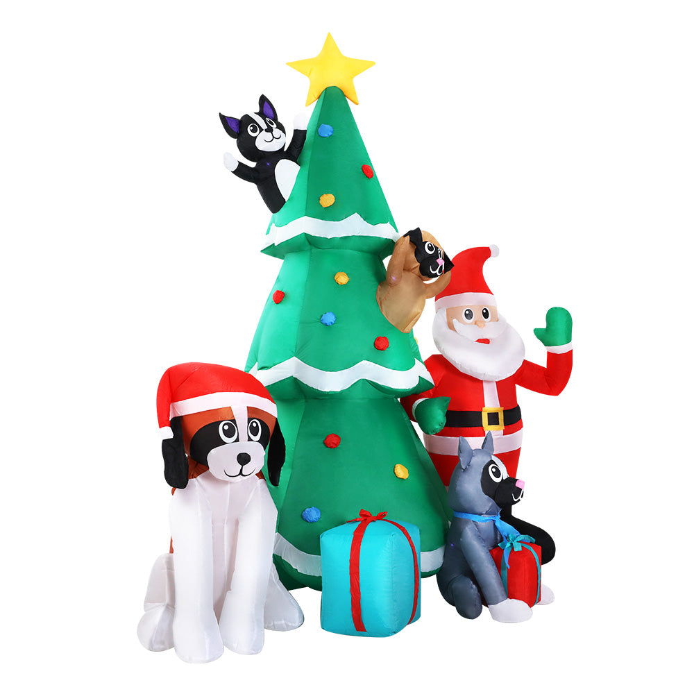 Jingle Jollys Christmas Inflatable Santa Tree 3M Lights Outdoor Decorations LED