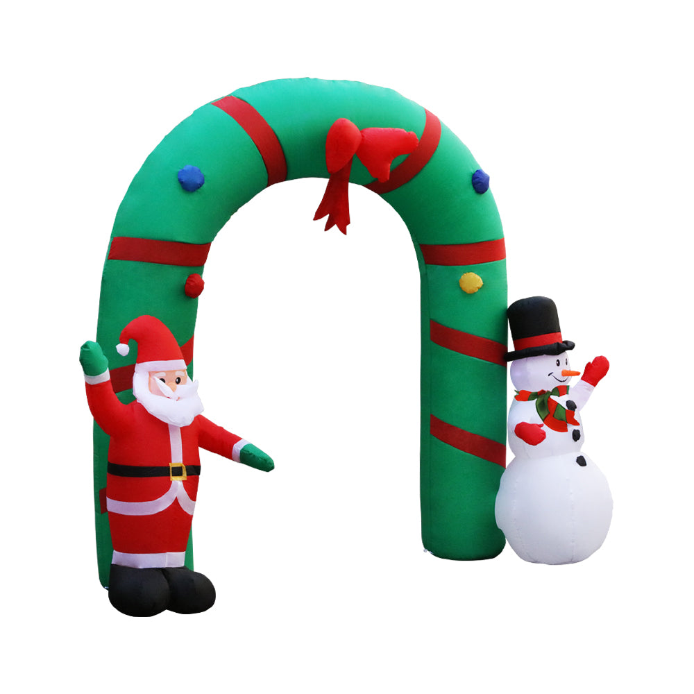 Jingle Jollys Christmas Inflatable Giant Arch Way 2.8M Santa Snowman Light Decor