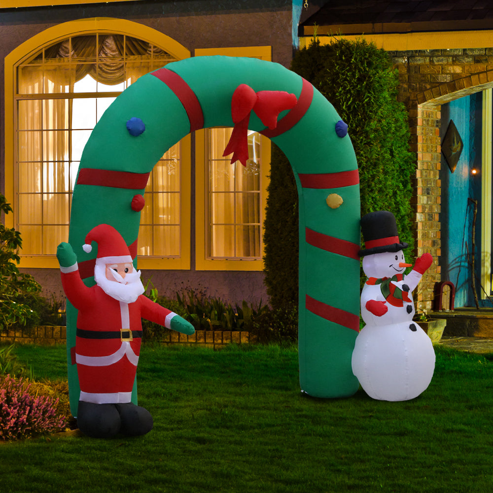 Jingle Jollys Christmas Inflatable Giant Arch Way 2.8M Santa Snowman Light Decor