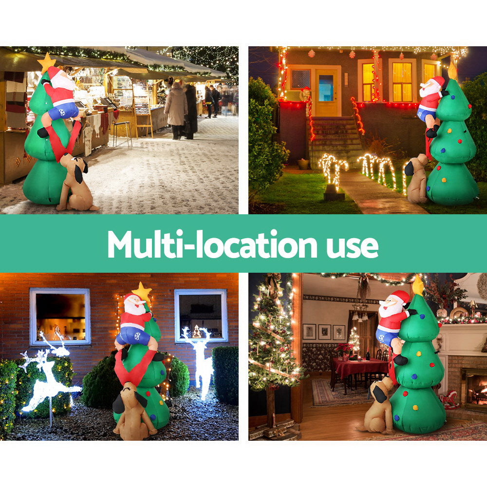 Jingle Jollys Christmas Inflatable Santa Tree 1.8M Lights Outdoor Decorations