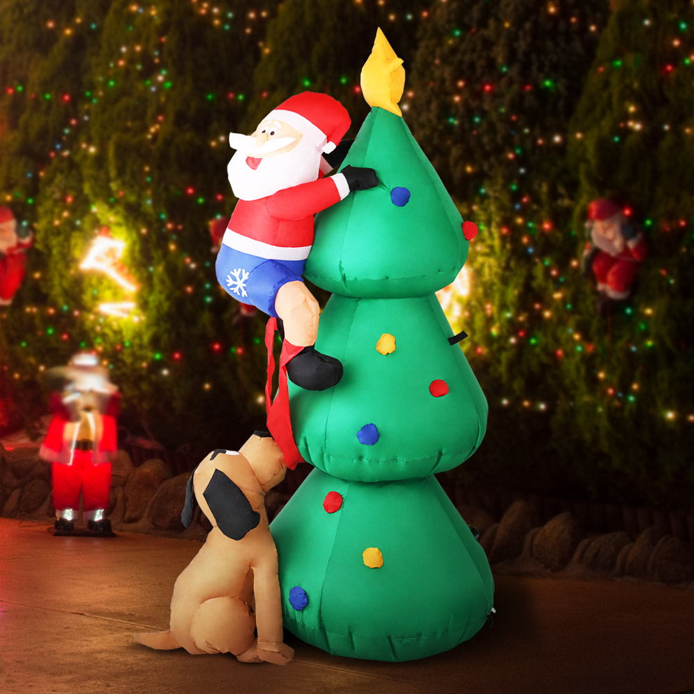 Jingle Jollys Christmas Inflatable Santa Tree 1.8M Lights Outdoor Decorations