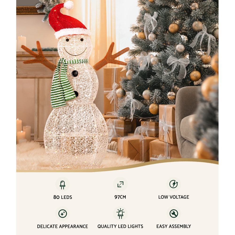 Jingle Jollys Christmas Lights 80 LED 97cm Fairy Light Snowman Decorations
